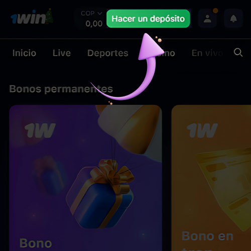 Instrucción Deposite fondos en su cuenta
